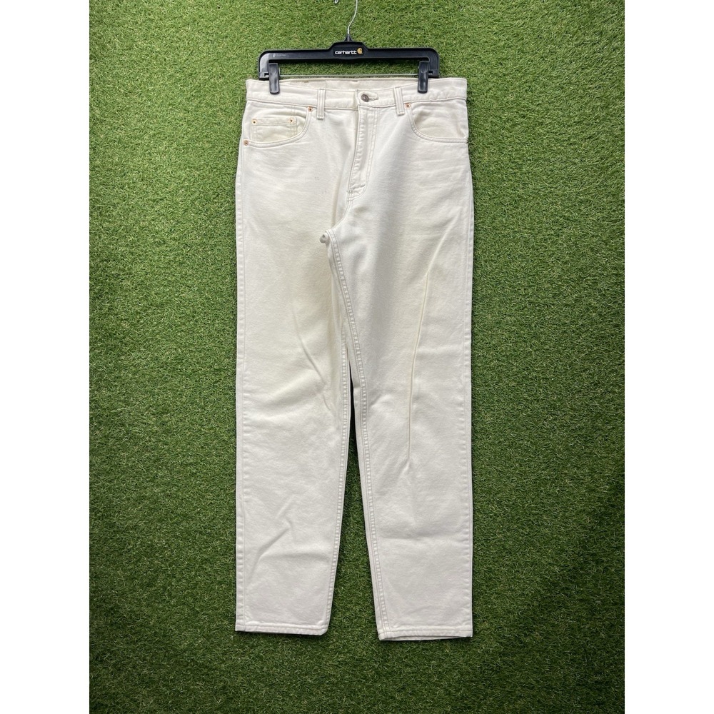 Vintage Levis 505 Jeans Mens 34x32 Regular Fit Straight Leg Beige Denim 90s